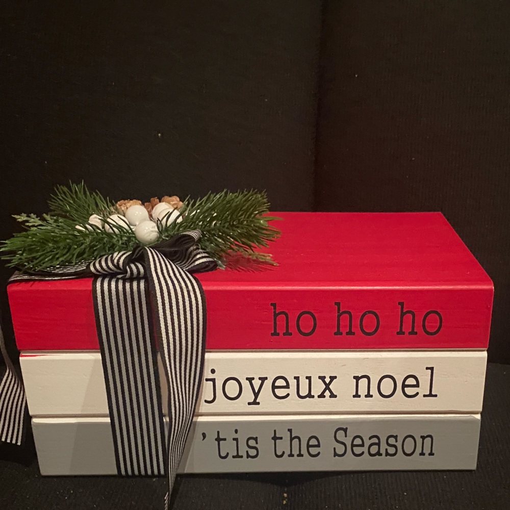 Festive Stacked Books Decor